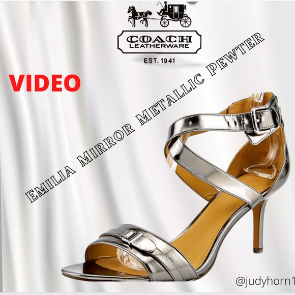 Coach Women's Emilia Mirror Metallic Pewter Ankle Buckle - Picture 1 of 17